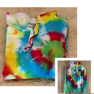 Champion Colorful Tie-Dye Pullover Oversized Hoodie Sweatshirt